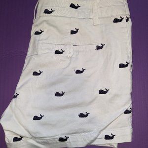 White and navy whale shorts